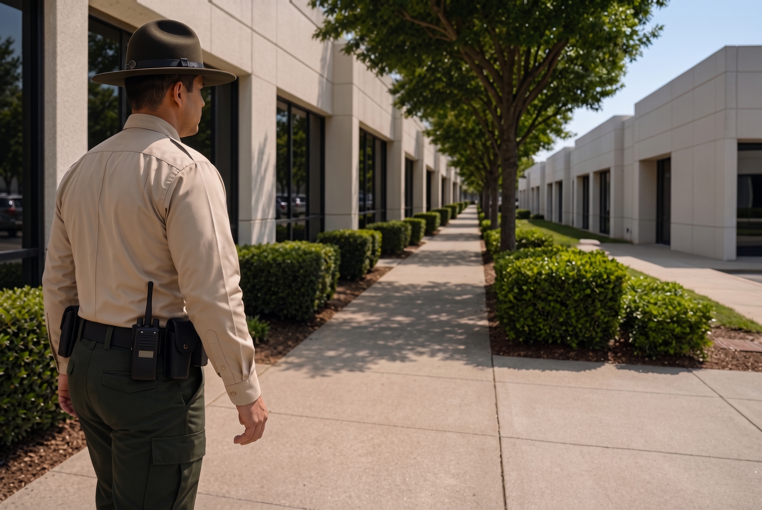 Security guard monitoring a large event